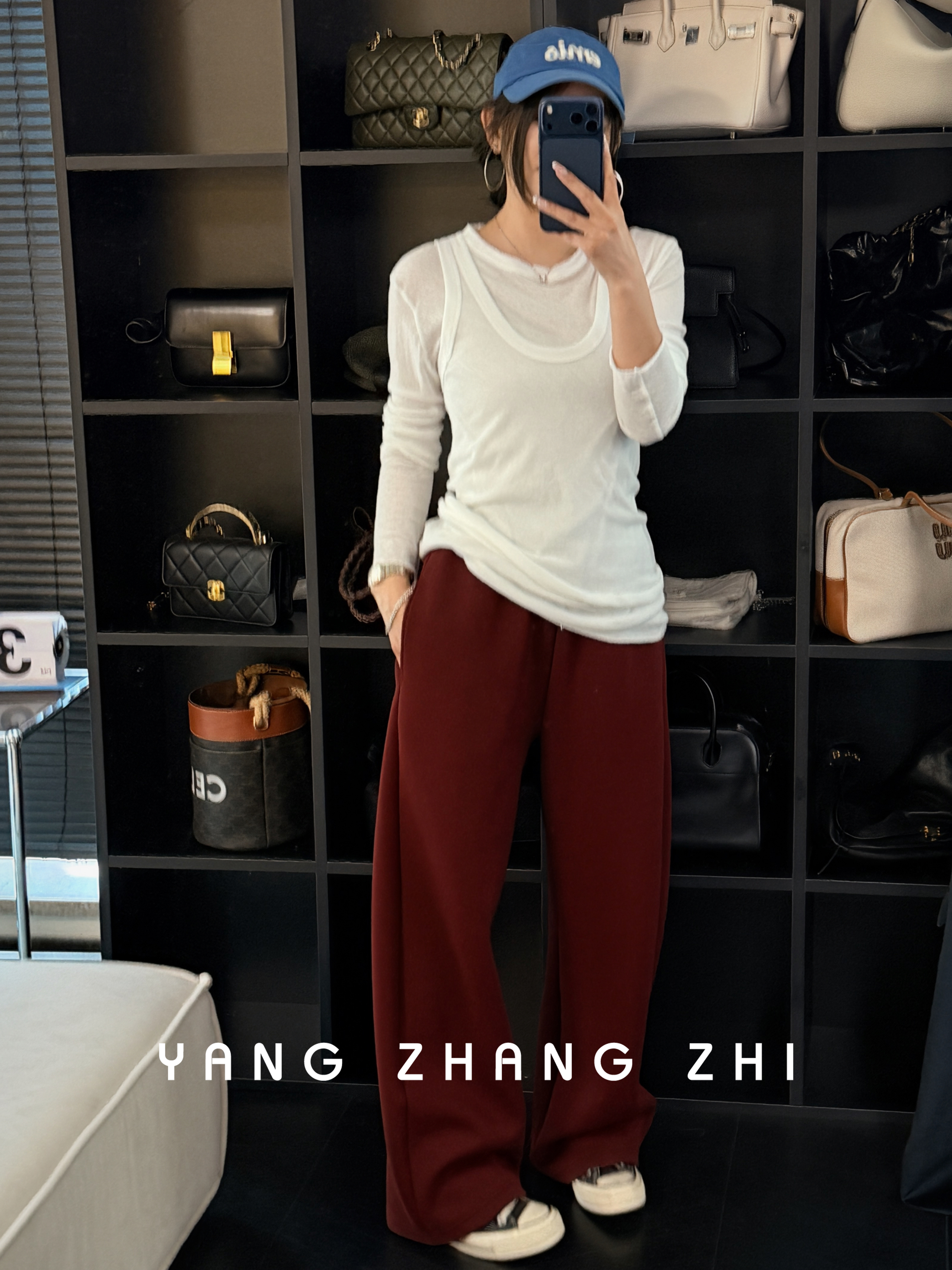 YANG【零感空间】松紧抽绳百搭休闲空气层卫裤ZQK006